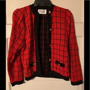 Vintage red patterned cardigan